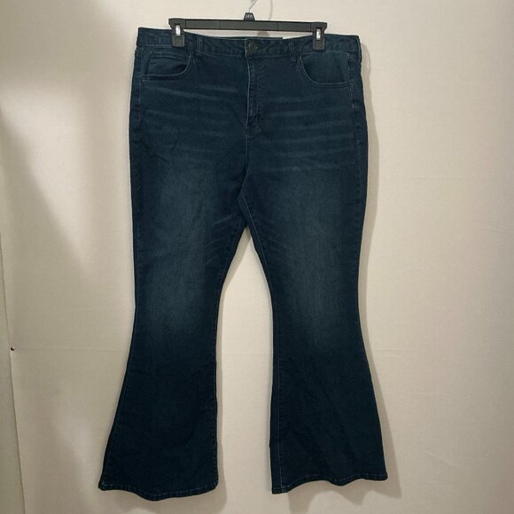 SO Good For Life Womens Plus Size 20 High Rise Flare Stretch Denim Blue Jeans - Picture 1 of 4